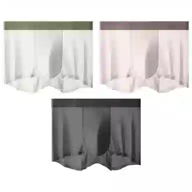 二三二三 透气轻盈裸感高弹短裤速干不夹臀中腰四角裤纯色简约时尚内裤 男款 组合装