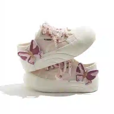 蝴蝶鞋带学院风甜美可爱舒适百搭潮流时尚 透气包裹性轻便 低帮 帆布鞋 女款