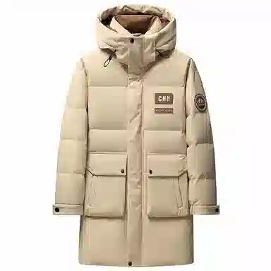 鸭鸭 时尚百搭中长款纯色长袖羽绒服 男女同款