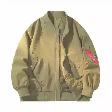 敦煌博物馆 山系户外机能防风防水飘带拉链纯色军旅风宽松休闲大码落肩棒球领飞行夹克外套 男女同款