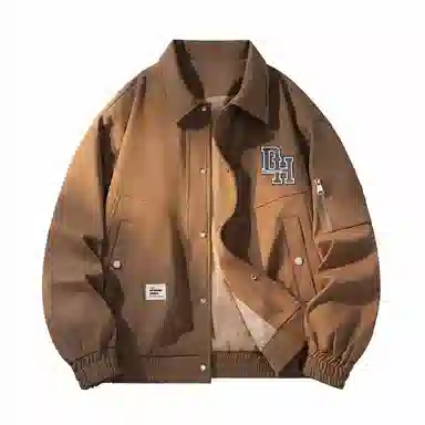 敦煌博物馆 美式机能风简约字母万针刺绣复古百搭大码宽松休闲翻领长袖夹克外套 男女同款