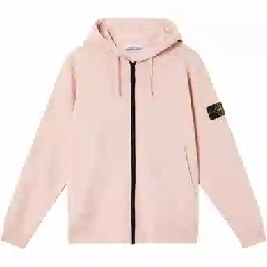 Stone Island Badge Zip Hoodie Pink