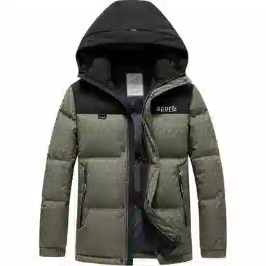 雅鹿 加厚连帽户外运动拼接撞色保暖羽绒服 男款