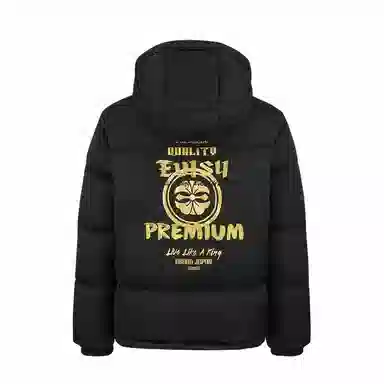 EVISU AW24 Floral Print Down Jacket Black