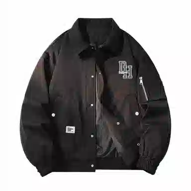 敦煌博物馆 美式机能风简约字母万针刺绣复古百搭大码宽松休闲翻领长袖夹克外套 男女同款