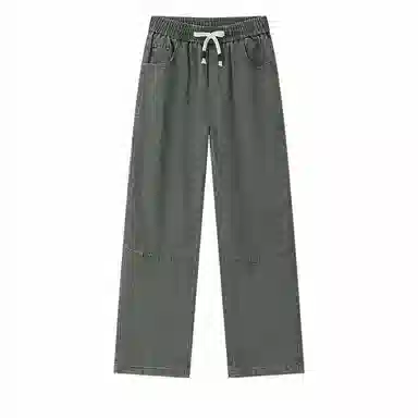 兔先森 美式复古重水洗做旧时尚潮牌直筒宽松休闲长裤牛仔裤 男女同款