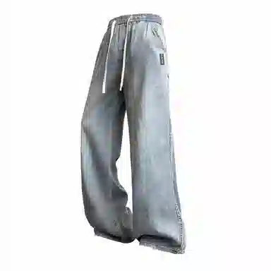 普鲁士多特蒙德 美式复古水洗高街做旧舒适亲肤透气直筒百搭废土风垂感休闲高街中腰宽松简约牛仔裤 男女同款