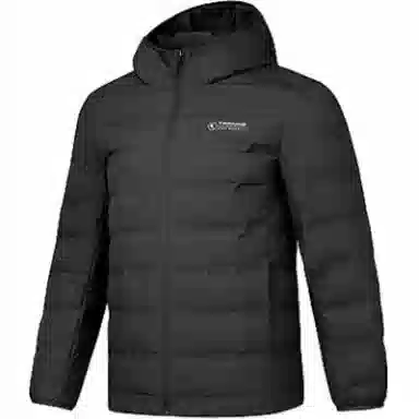 乔丹 男子训练系列 保暖拉链字母印花长袖休闲 防泼水连帽短款羽绒服 男款 黑色