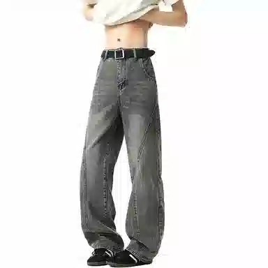 颂希尔 美式高街宽松休闲阔腿牛仔裤 男女同款