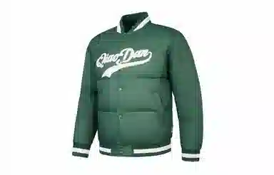 乔丹 运动生活系列 舒适休闲简约字母印花 宽松保暖防静电短款棒球羽绒服 男款 黛绿色