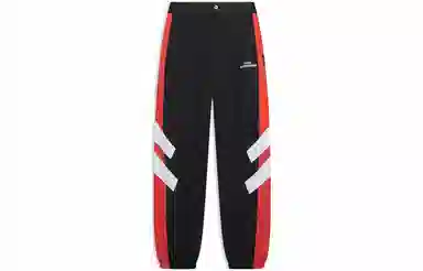 李宁 滑板系列 拼接撞色束脚宽松休闲裤 男款 黑色