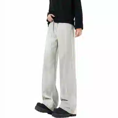 王者荣耀 标语款水洗扎染做旧纯棉美式复古高街宽松百搭小众设计感冰川无性别主义嘻哈牛仔裤 男女同款