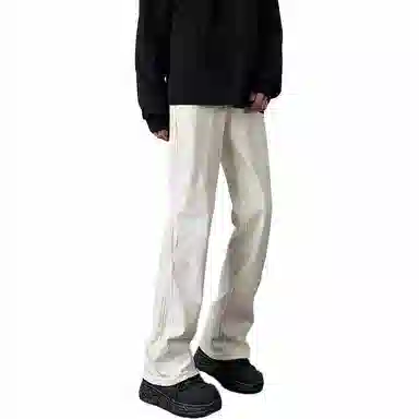 物质公式 复古水洗美式高街宽松做旧基础款百搭透气休闲高腰牛仔裤 男女同款