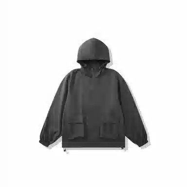 我是大卫 美式运动宽松百搭短款风衣港风工装大口袋连帽夹克外套 通用 深灰色