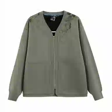 鬼洗 暗影金鱼绣花纯色夹克外套 男