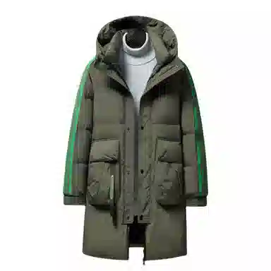 雅鹿 加厚韩版宽松大毛领中长款羽绒服 男女同款