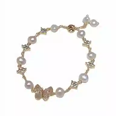 指尖瑰宝 温柔点缀 简约时尚优雅百搭蝴蝶小熊手饰高级显白甜美温柔森系精致小清新小众设计感#好运 珍珠 手链 女款