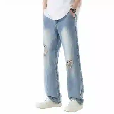 王者荣耀 美式高街复古做旧休闲长裤牛仔裤 男女同款