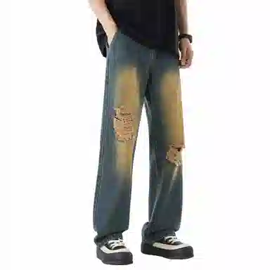 王者荣耀 美式高街复古做旧休闲长裤牛仔裤 男女同款