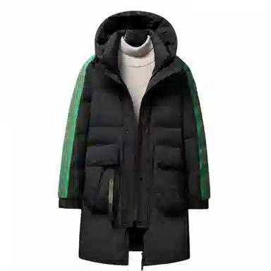 雅鹿 加厚韩版宽松大毛领中长款羽绒服 男女同款