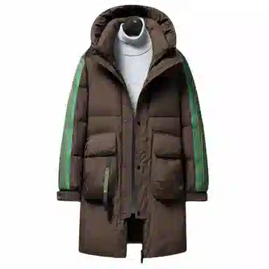 雅鹿 加厚韩版宽松大毛领中长款羽绒服 男女同款