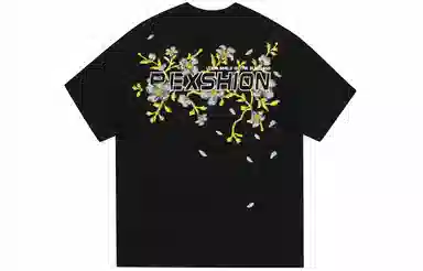 REXSHION Vintage Floral Embroidered Logo T-Shirt
