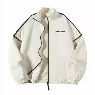 大卫贝肯 美式潮牌字母印花宽松舒适户外防风保暖高街机能风痞帅飞行夹克外套 男女同款 杏色