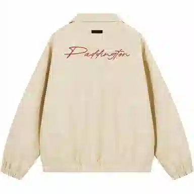 帕丁顿熊 花体字母印花美拉德复古做旧皮衣美式高街铆钉拼接休闲机车防风宽松夹克外套 男女同款