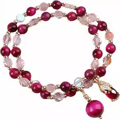 【野蛮生长】 指尖瑰宝 新中式国潮貔貅双圈叠戴招桃花岁岁平安财源广进平安喜乐诸事顺遂甜蜜天然 虎眼石 玉石手串 女款