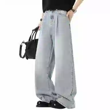 JEANSWEST Vintage Washed Wide Leg Jeans Blue