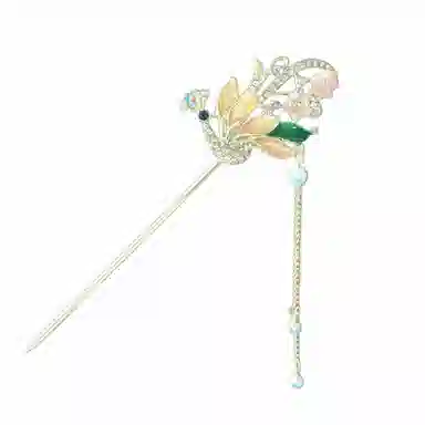 【凤凰于飞】 指尖瑰宝 新中式国潮复古孔雀花朵流苏发饰高级感优雅气质古风步摇汉服中式审美设计感 镀银 发簪 女款