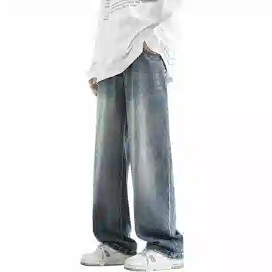 隐狼世家 阔腿裤宽松水洗牛仔裤 男款