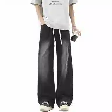 羽浅 美式高街宽松直筒休闲长裤牛仔裤 男女同款