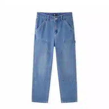 森马 潮流拼接工装长裤宽松直筒裤设计感复古风牛仔裤 男款