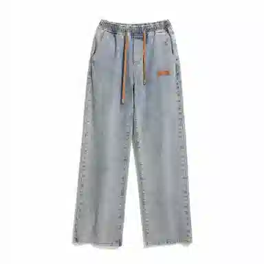 颂希尔 美式高街水洗复古阔腿宽松潮流百搭休闲裤潮牌牛仔裤 男女同款