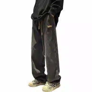 颂希尔 美式高街水洗复古阔腿宽松潮流百搭休闲裤潮牌牛仔裤 男女同款