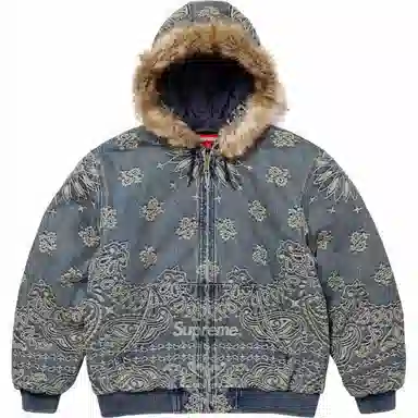 Supreme SS25 Bandana Jacquard Denim Hooded Work Jacket