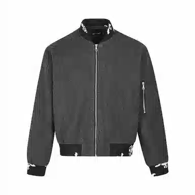 轻迎 提花毛呢肌理感复古拼接短款拉链飞行夹克外套 男款