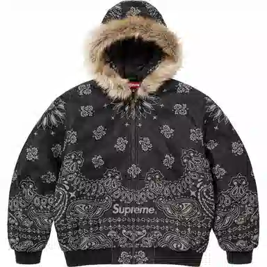 Supreme SS25 Bandana Jacquard Denim Hooded Work Jacket