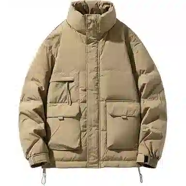 美式高街学院风立领户外工装情侣款防风保暖多口袋休闲宽松潮牌棉服 男女同款