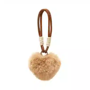 纳兰杜 可爱安可拉红手绳爱心挂件背包桃心挂饰 毛绒 钥匙扣包周边 女款 安可拉红色/浅咖色/粉色/黑色