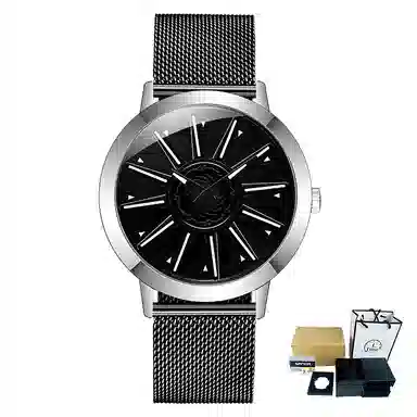 三达石英机芯 合金表带 国表 男表 蓝色表盘 潮流腕表