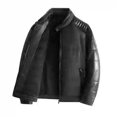 厚款加绒防风保暖纯色割圈绒长袖休闲基础皮棉衣皮衣 男女同款