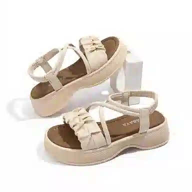 芭芭鸭 法式温柔 度假海滩 沙滩凉鞋 女款 米色