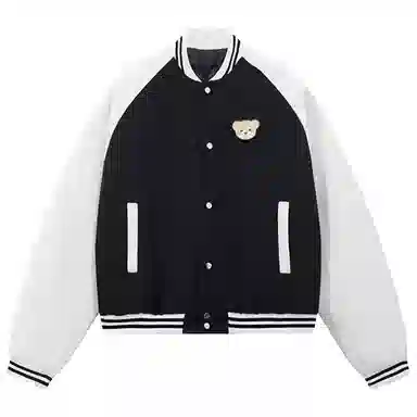 美式小熊魔术贴休闲百搭单排扣棒球服 男女同款