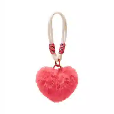 纳兰杜 可爱安可拉红手绳爱心挂件背包桃心挂饰 毛绒 钥匙扣包周边 女款 安可拉红色/浅咖色/粉色/黑色