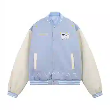 多风格复古潮流宽松舒适拼接外套棒球服 男女同款