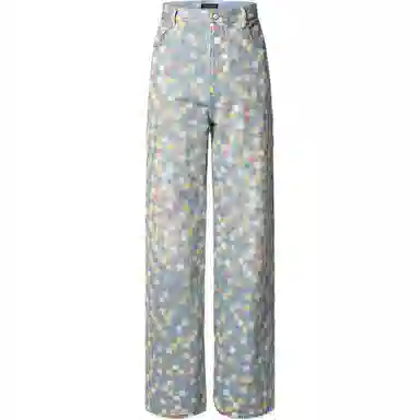 Louis Vuitton SS25 Printed Check Wide Leg Jeans