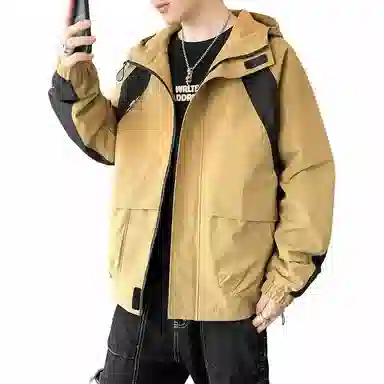 雅鹿优选 春秋连帽宽松工装潮牌山系户外防水拼色休闲夹克外套 男款