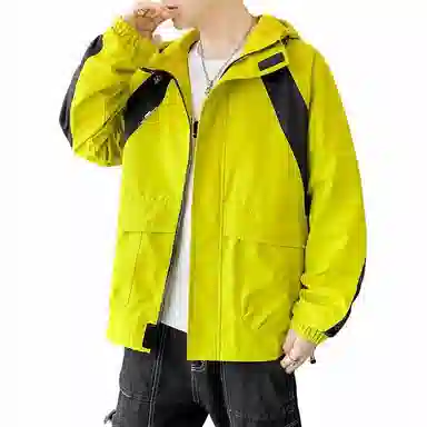 雅鹿优选 春秋连帽宽松工装潮牌山系户外防水拼色休闲夹克外套 男款